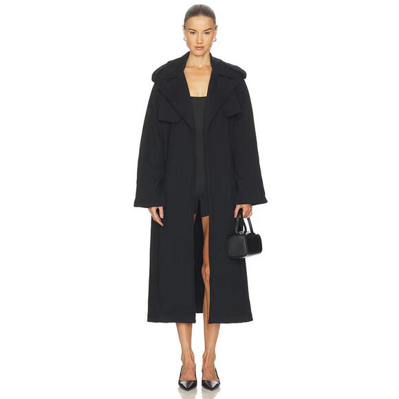 Skims Jackets & Blazers - NEW, SKIMS Fleece Trench Coat in Onxy Black Size 3X #C4695